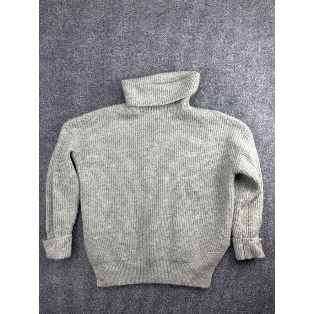 LBLC The Label Sweater Women's Medium Gray Pullover Hi Neck Ribbed